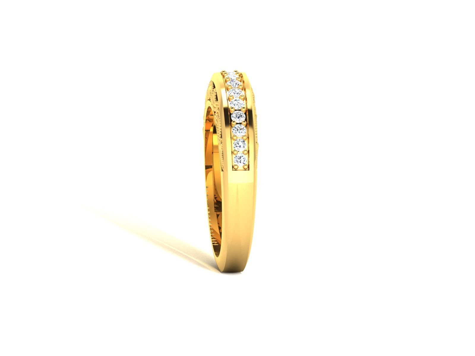 ring-1774 gold wedding band with diamonds 3D print model_5