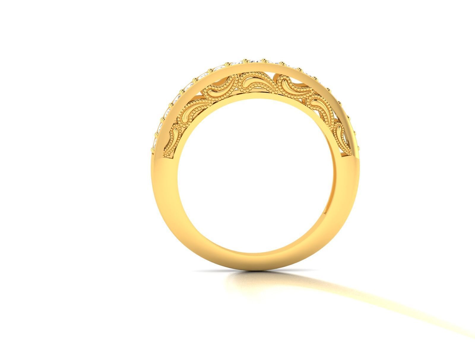 ring-1774 gold wedding band with diamonds 3D print model_3
