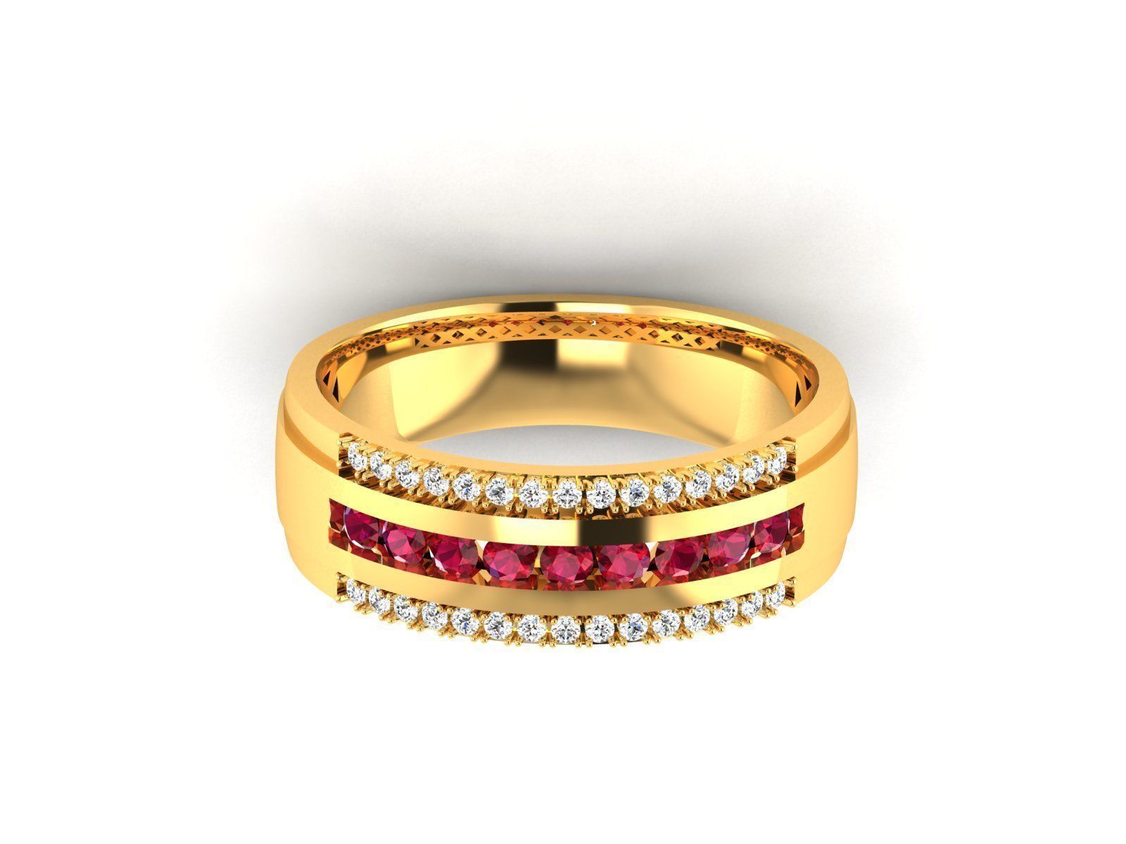 ring-1743 gold ring with sapphires 3D print model_12