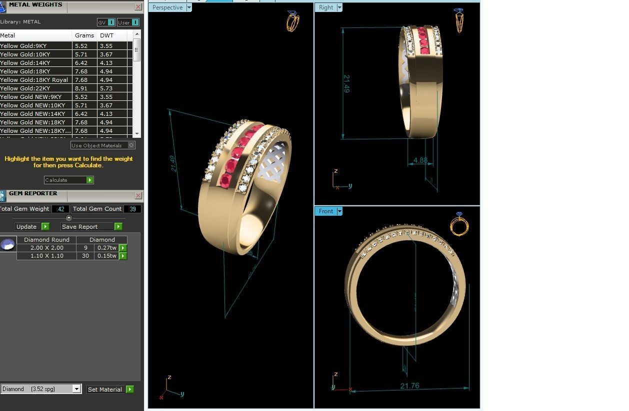 ring-1743 gold ring with sapphires 3D print model_14