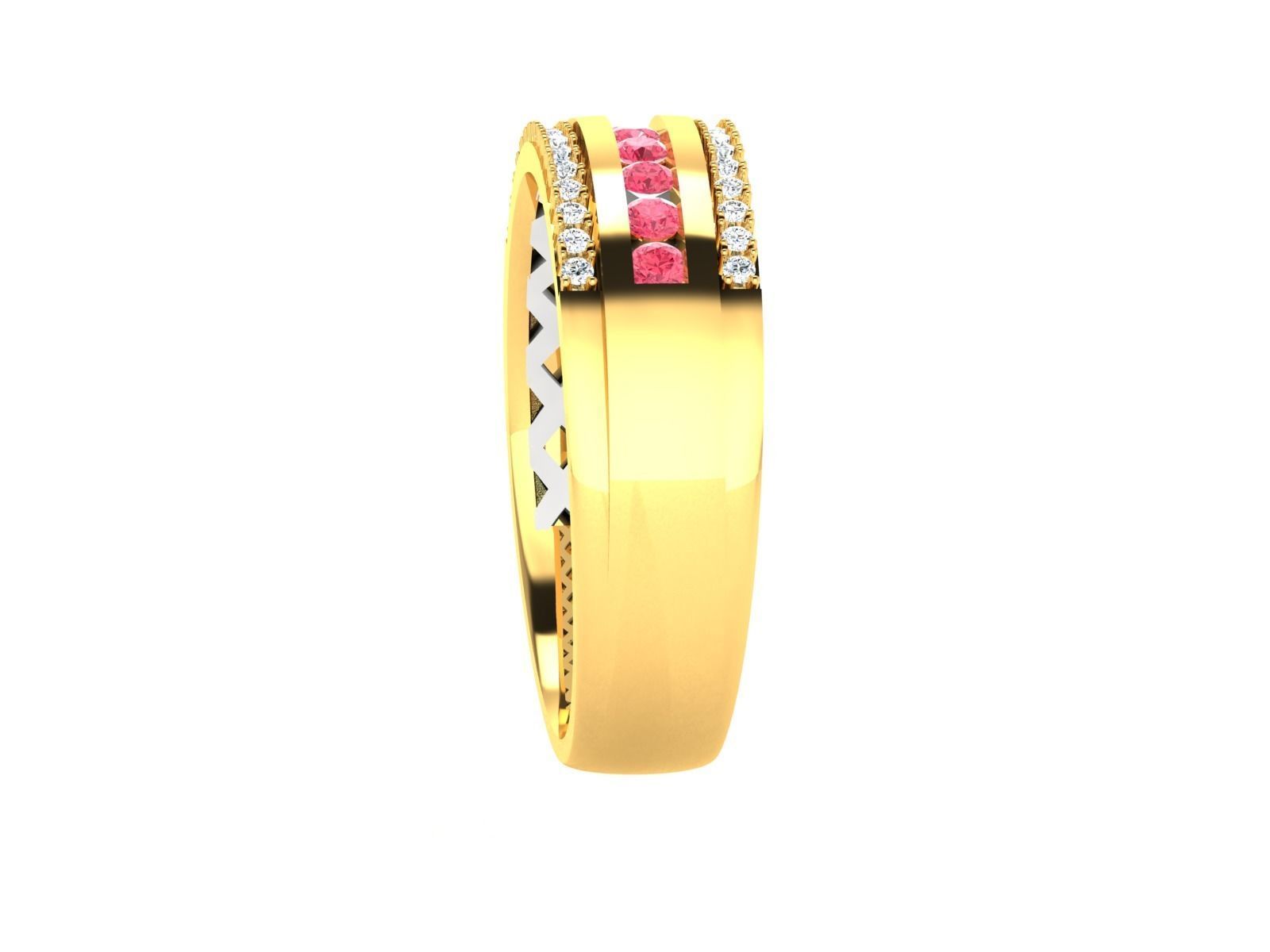 ring-1743 gold ring with sapphires 3D print model_11