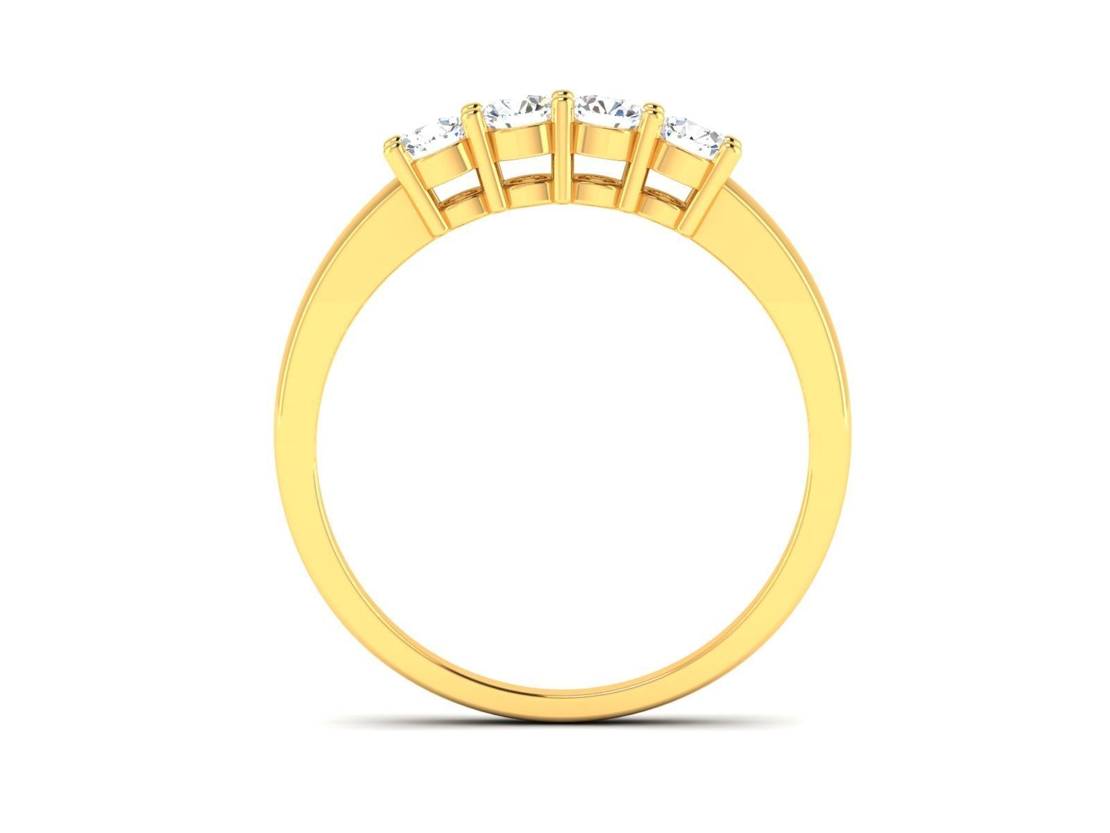 ring-1691A four stone diamond ring gold 3D print model_3