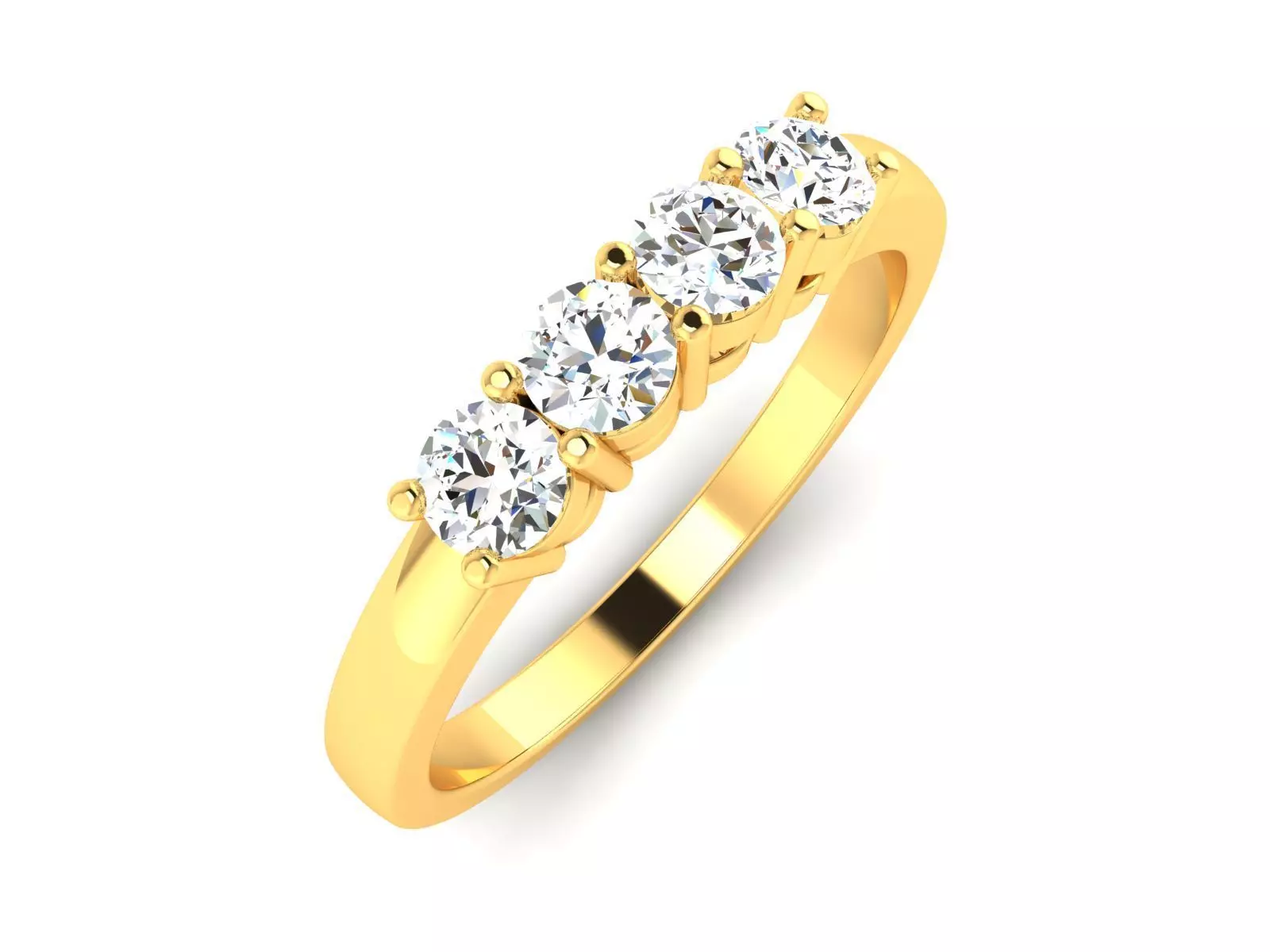 ring-1691A four stone diamond ring gold 3D print model_0