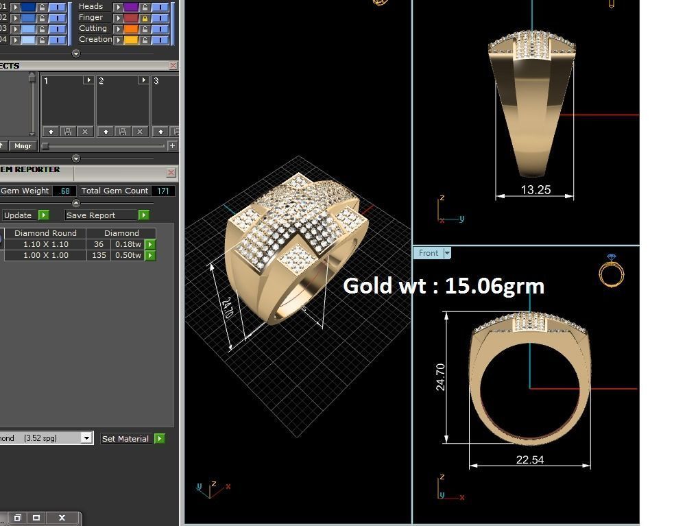 ring-1689 gold diamond cross ring 3D print model_8