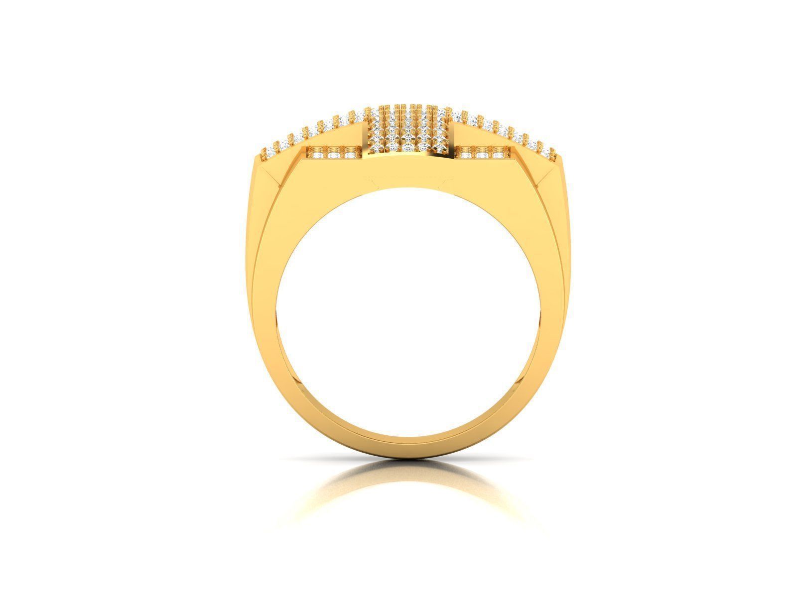 ring-1689 gold diamond cross ring 3D print model_4