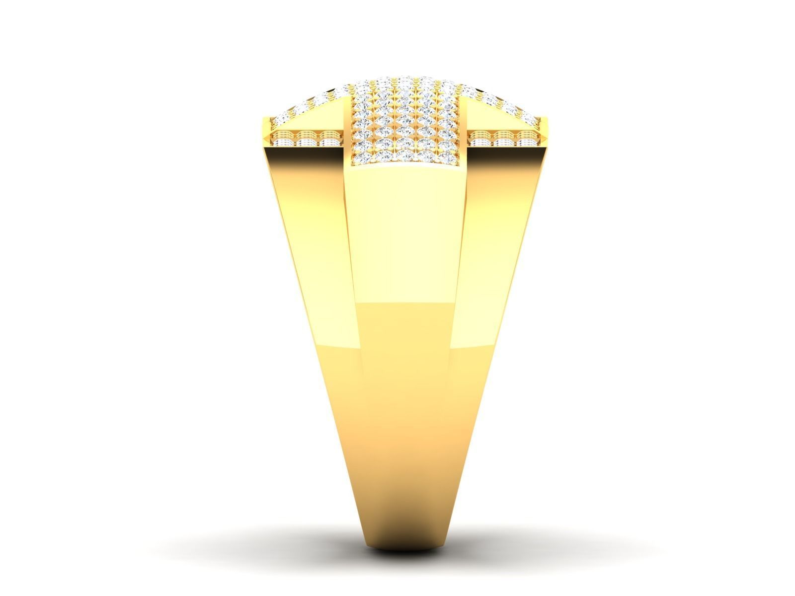 ring-1689 gold diamond cross ring 3D print model_1