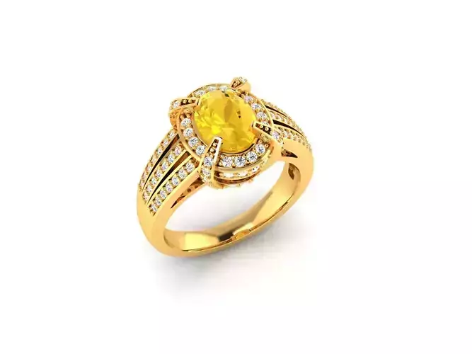 ring-1605 sapphire and diamond ring 3D print model