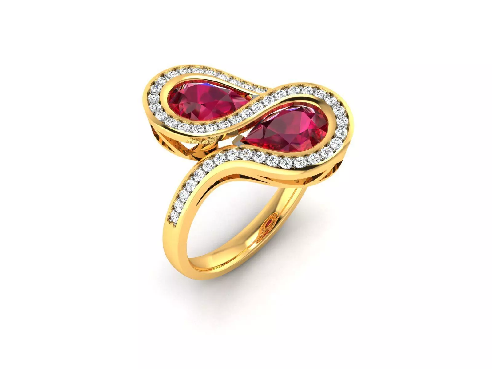 ring-1536 ruby and diamond ring gold 3D print model_0