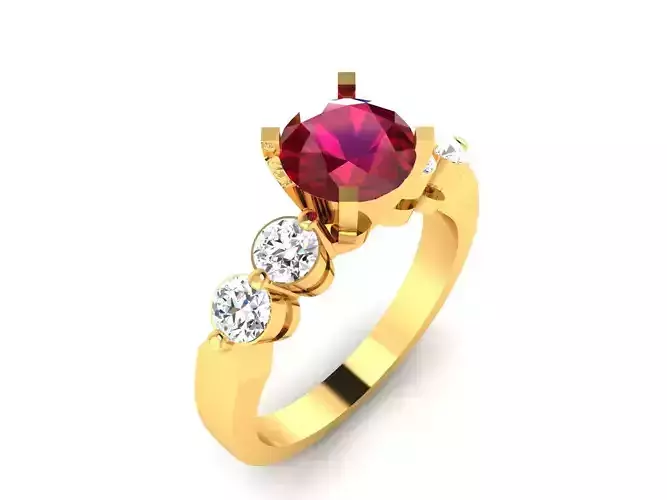 ring-1512 ruby and diamond engagement ring 3D print model