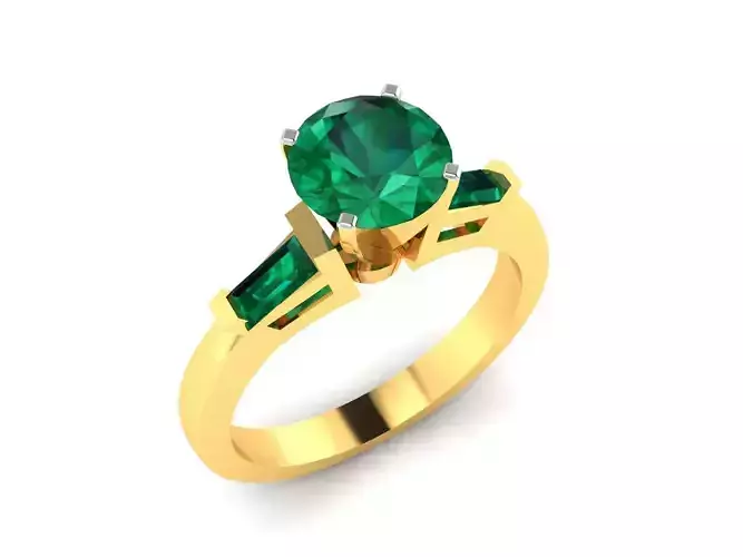 ring-1447 emerald engagement ring gold 3D print model