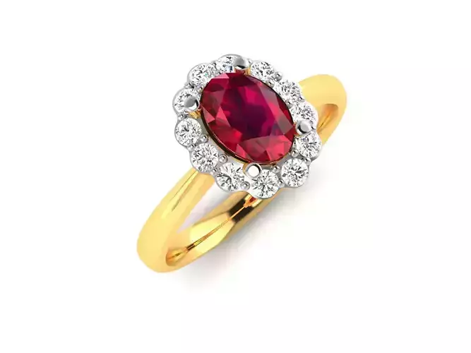 ring-1432 oval ruby and diamond ring 3D print model