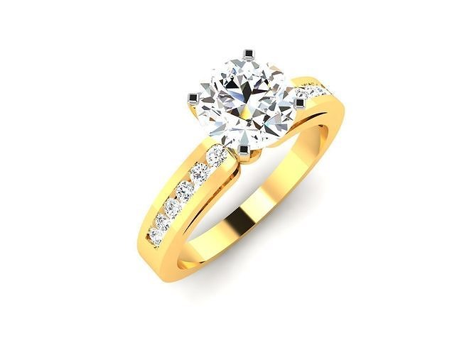 ring-1430 diamond engagement ring gold 3D print model