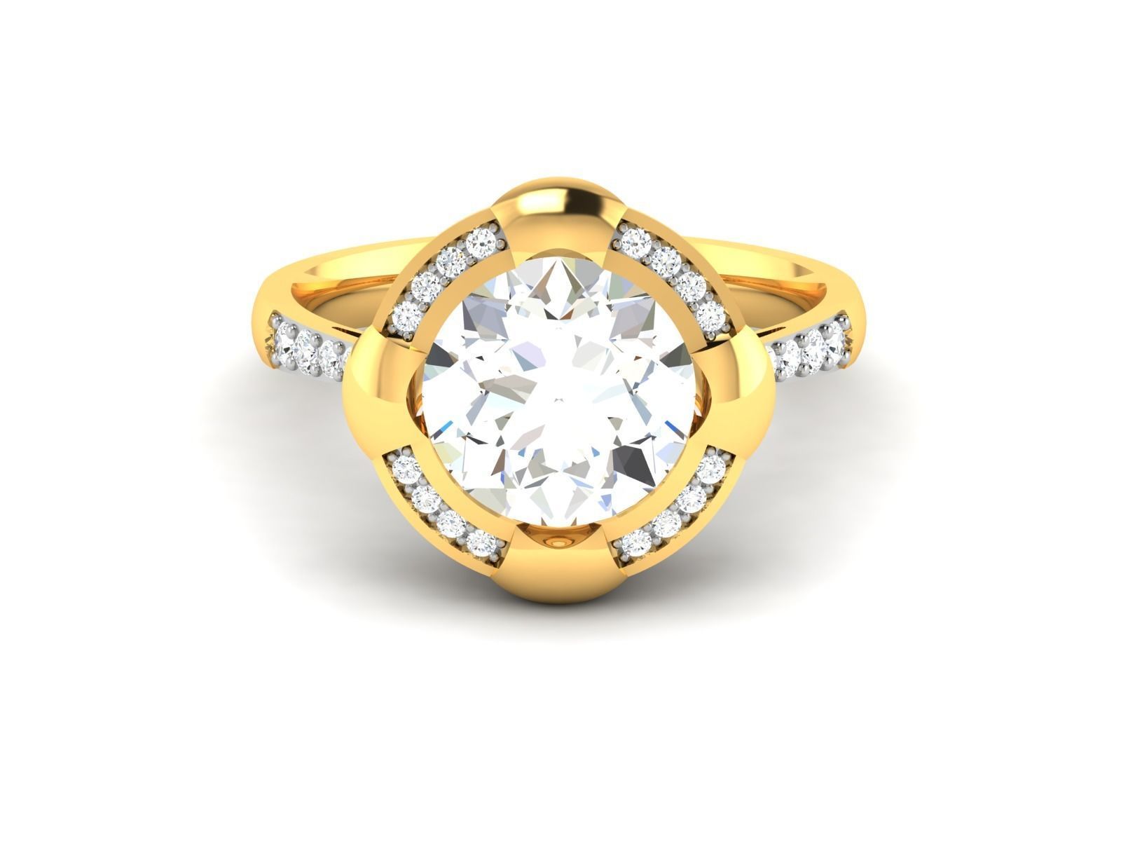 ring-1419 oval cut diamond ring gold 3D print model_7