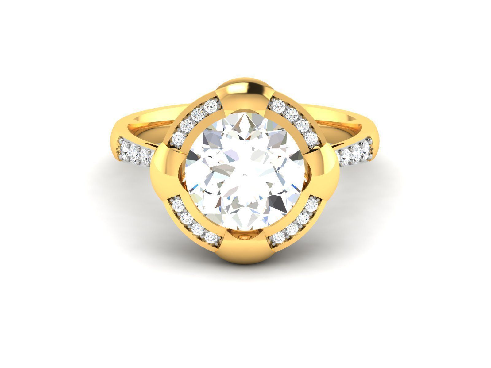 ring-1419 oval cut diamond ring gold 3D print model_6