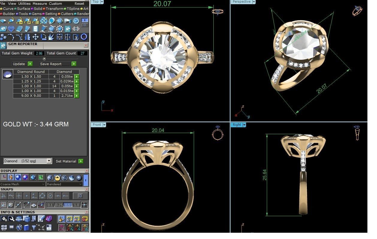 ring-1419 oval cut diamond ring gold 3D print model_8