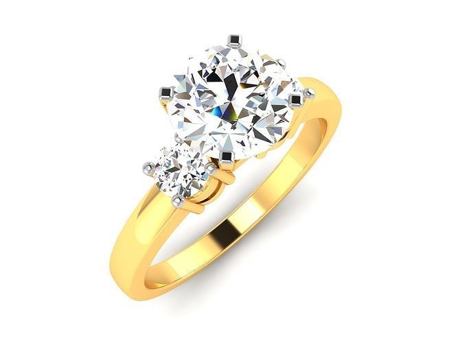 ring-1414 diamond engagement ring gold 3D print model