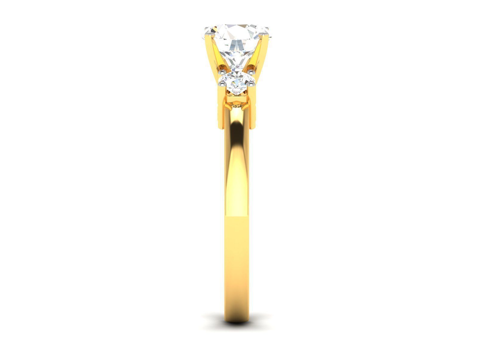 ring-1414 diamond engagement ring gold 3D print model_4