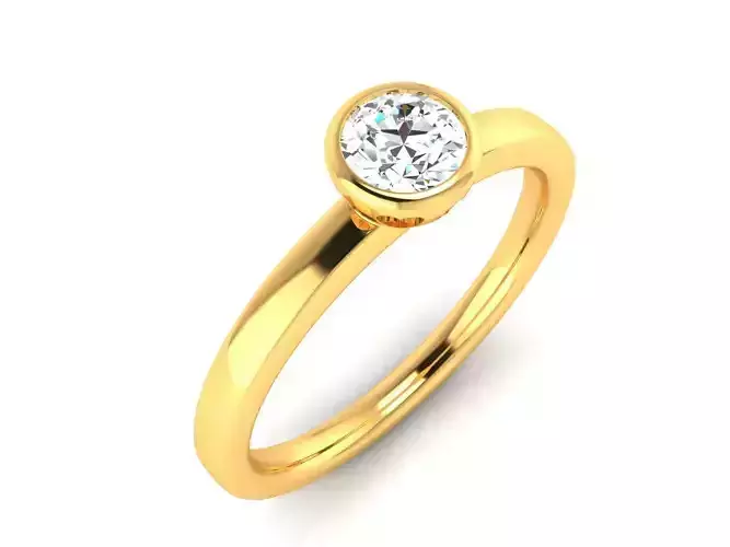 ring-1186 diamond solitaire engagement ring gold 3D print model