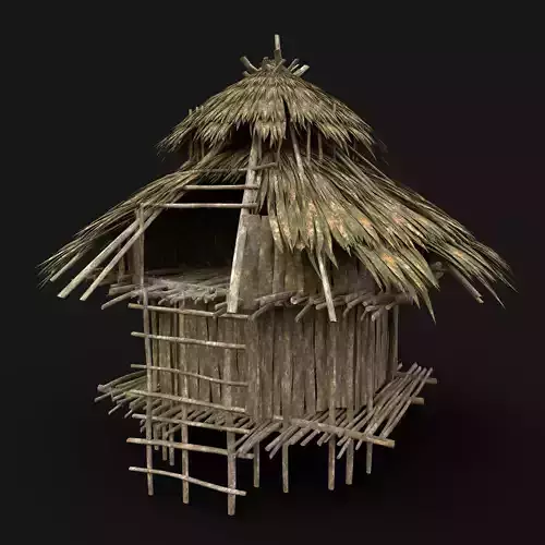 TRIBAL JUNGLE PRIMAL HUT HOUSE REED SILO STORAGE SURVIVAL AAA Low-poly 3D model