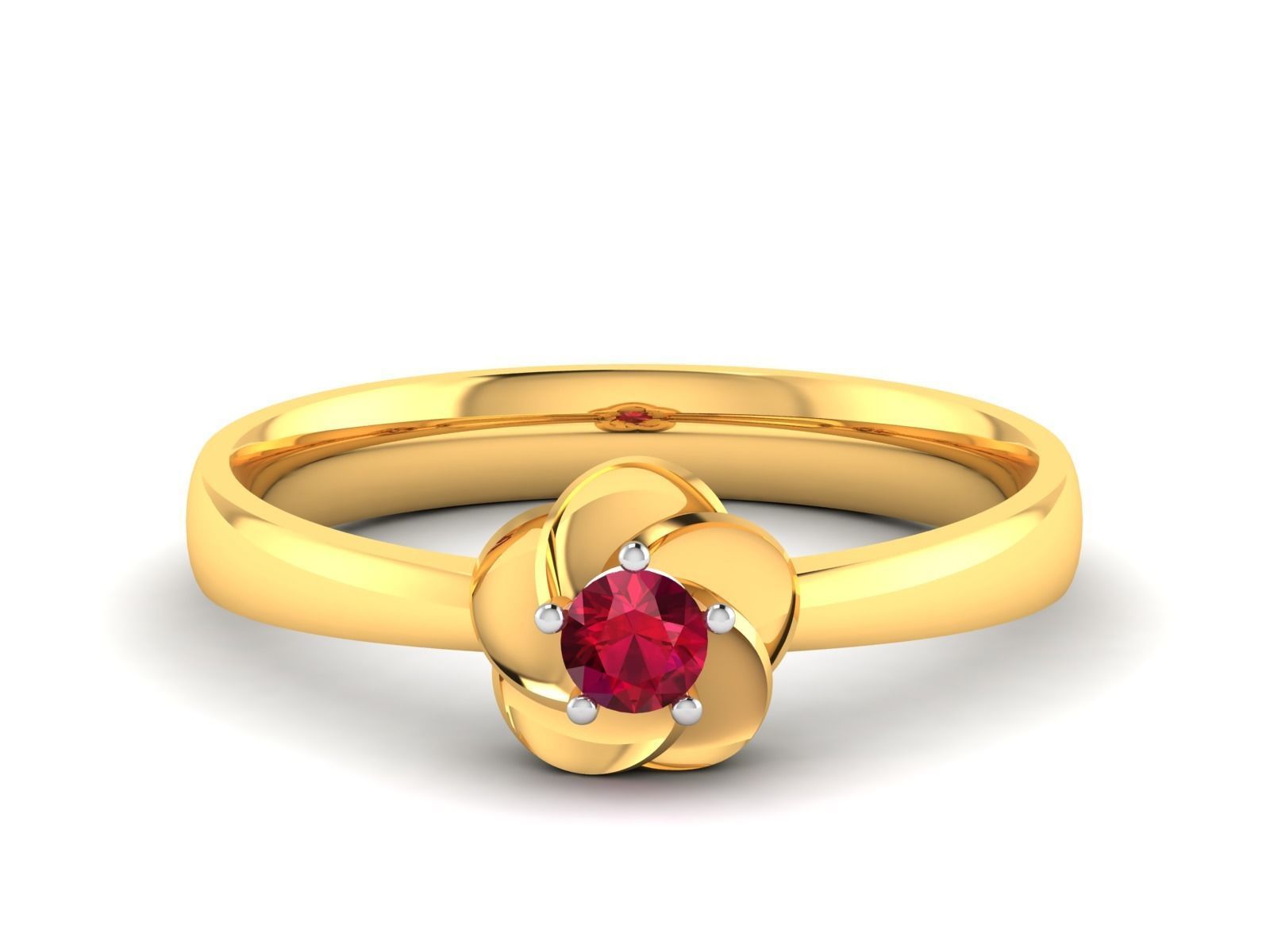flower ring -ruby ring-1001 3D print model_7