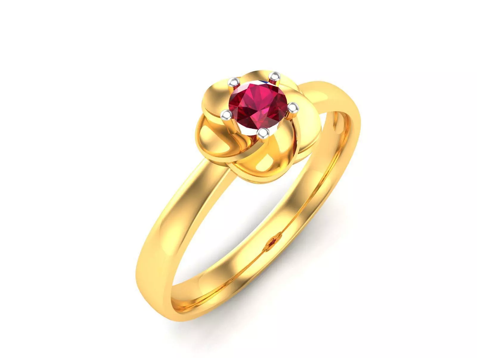 flower ring -ruby ring-1001 3D print model_0
