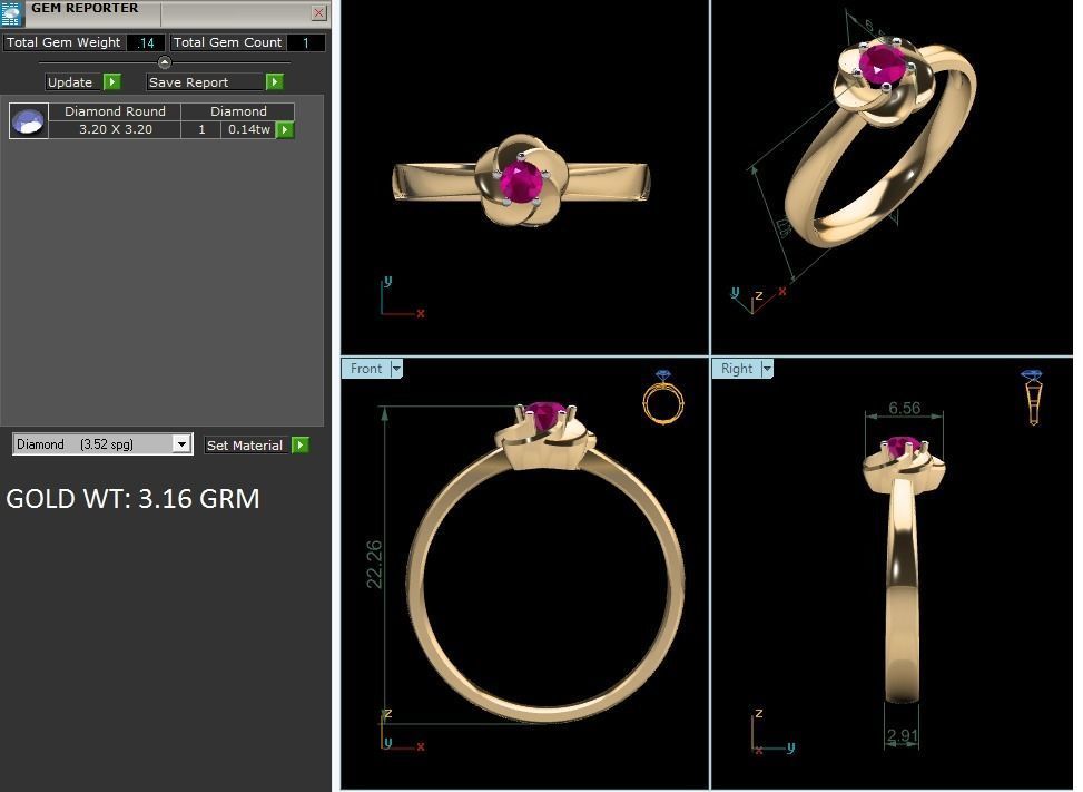 flower ring -ruby ring-1001 3D print model_8