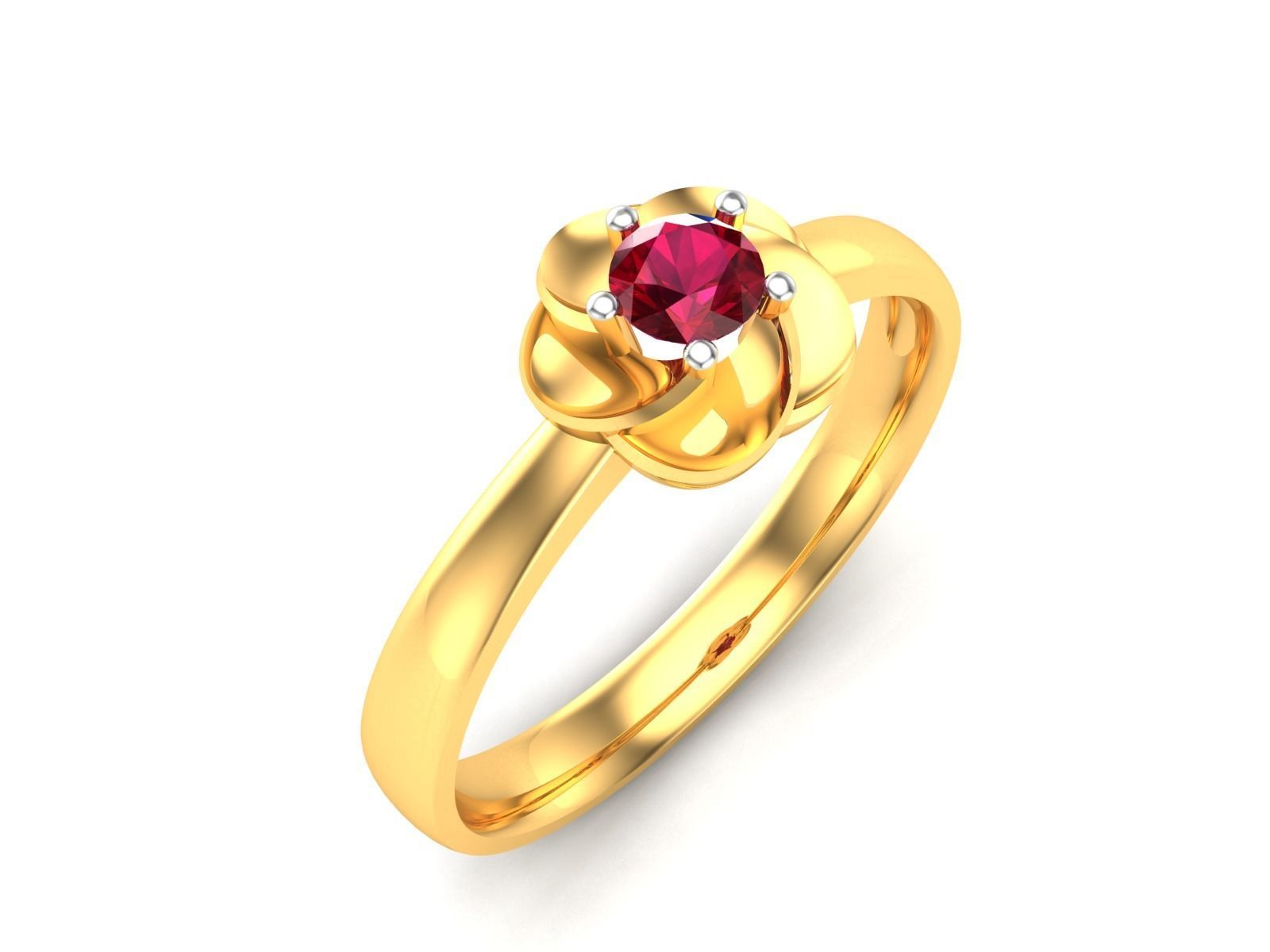 flower ring -ruby ring-1001 3D print model_1