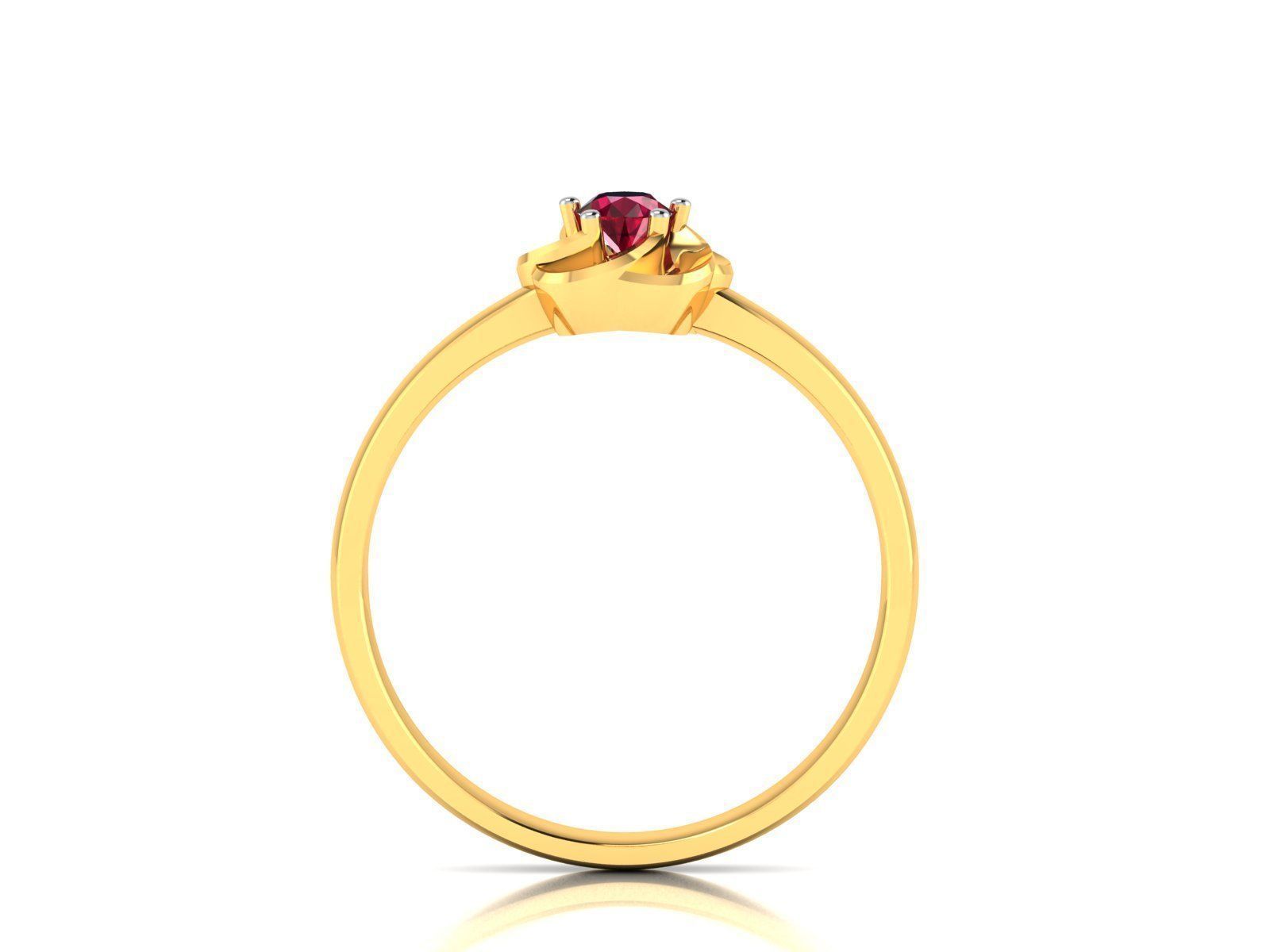 flower ring -ruby ring-1001 3D print model_2
