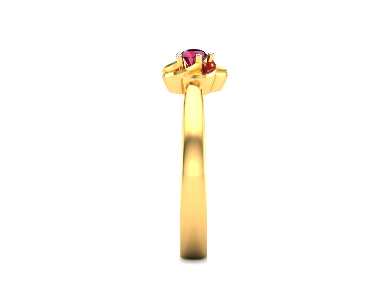 flower ring -ruby ring-1001 3D print model_5