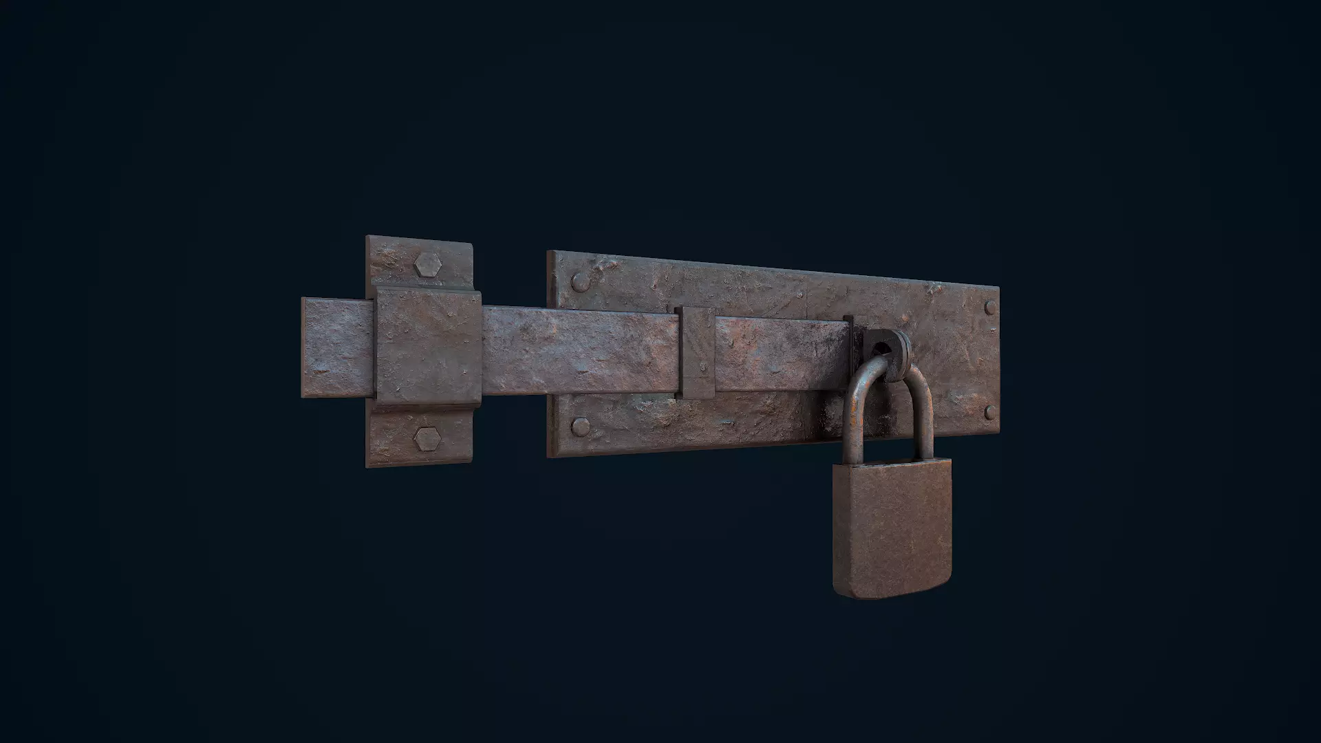 Metal Door Lock Low-poly 3D model_0