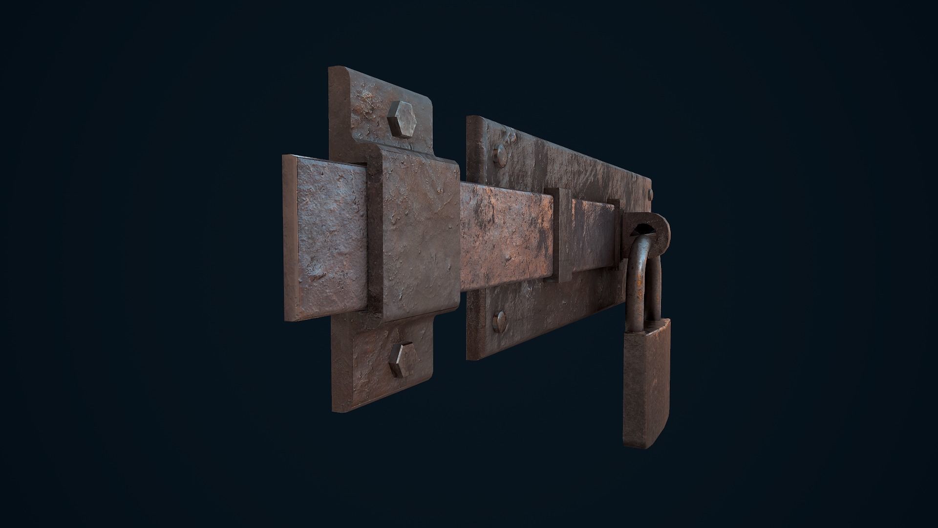 Metal Door Lock Low-poly 3D model_8