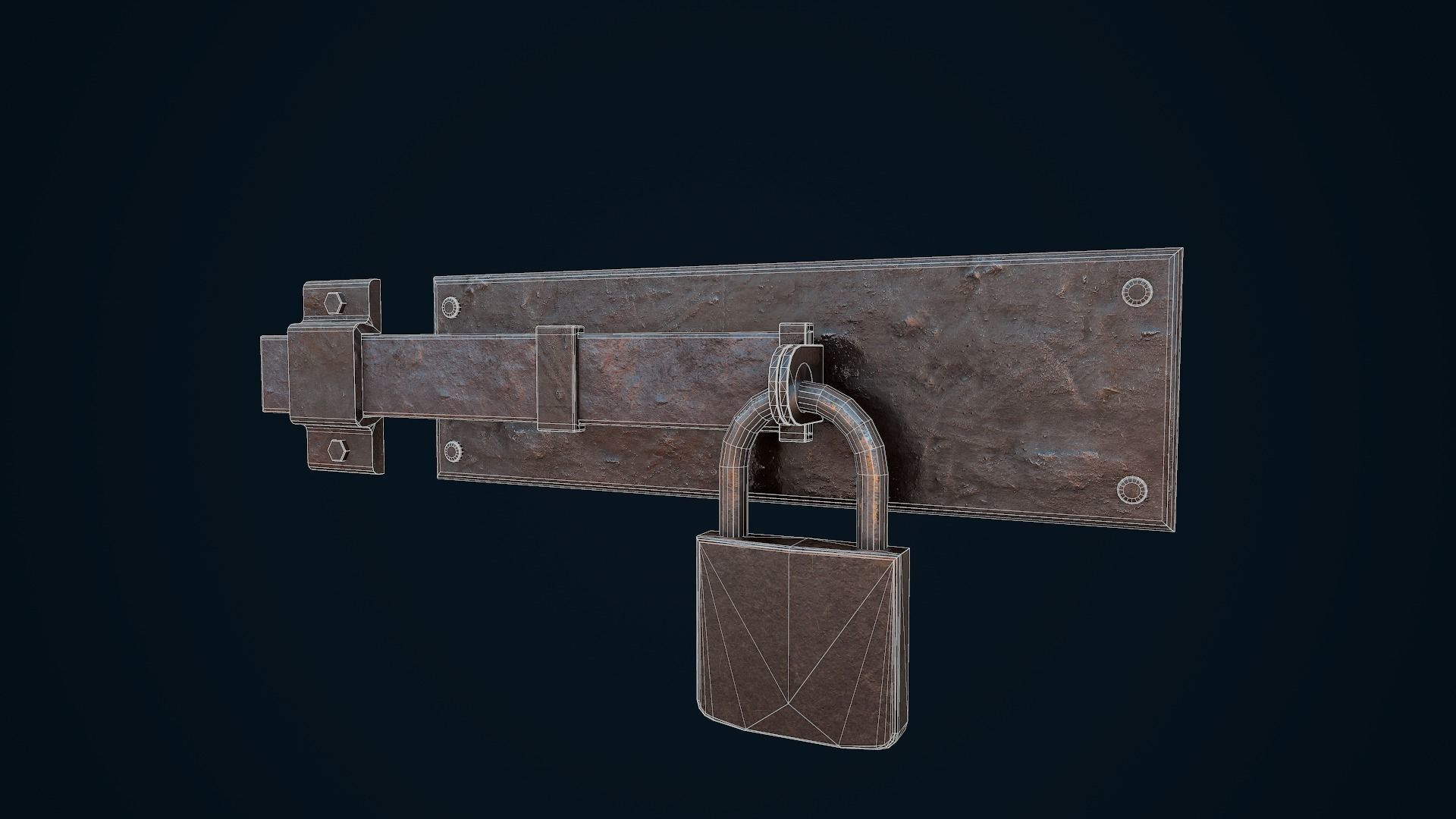 Metal Door Lock Low-poly 3D model_10