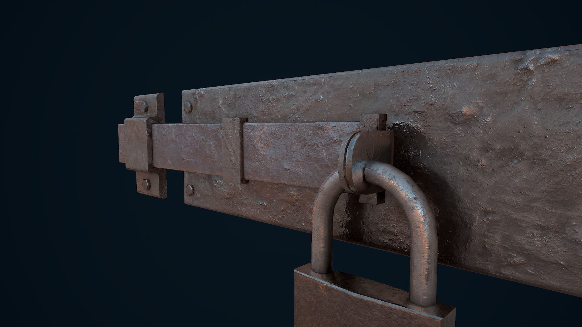 Metal Door Lock Low-poly 3D model_11