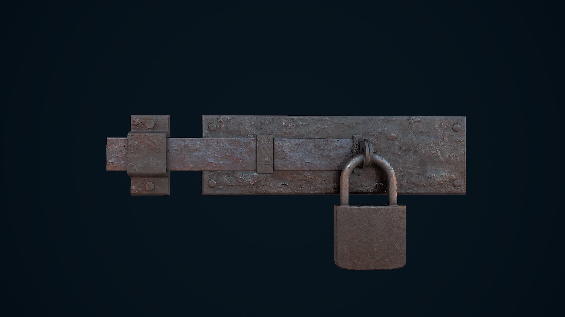 Metal Door Lock Low-poly 3D model_2