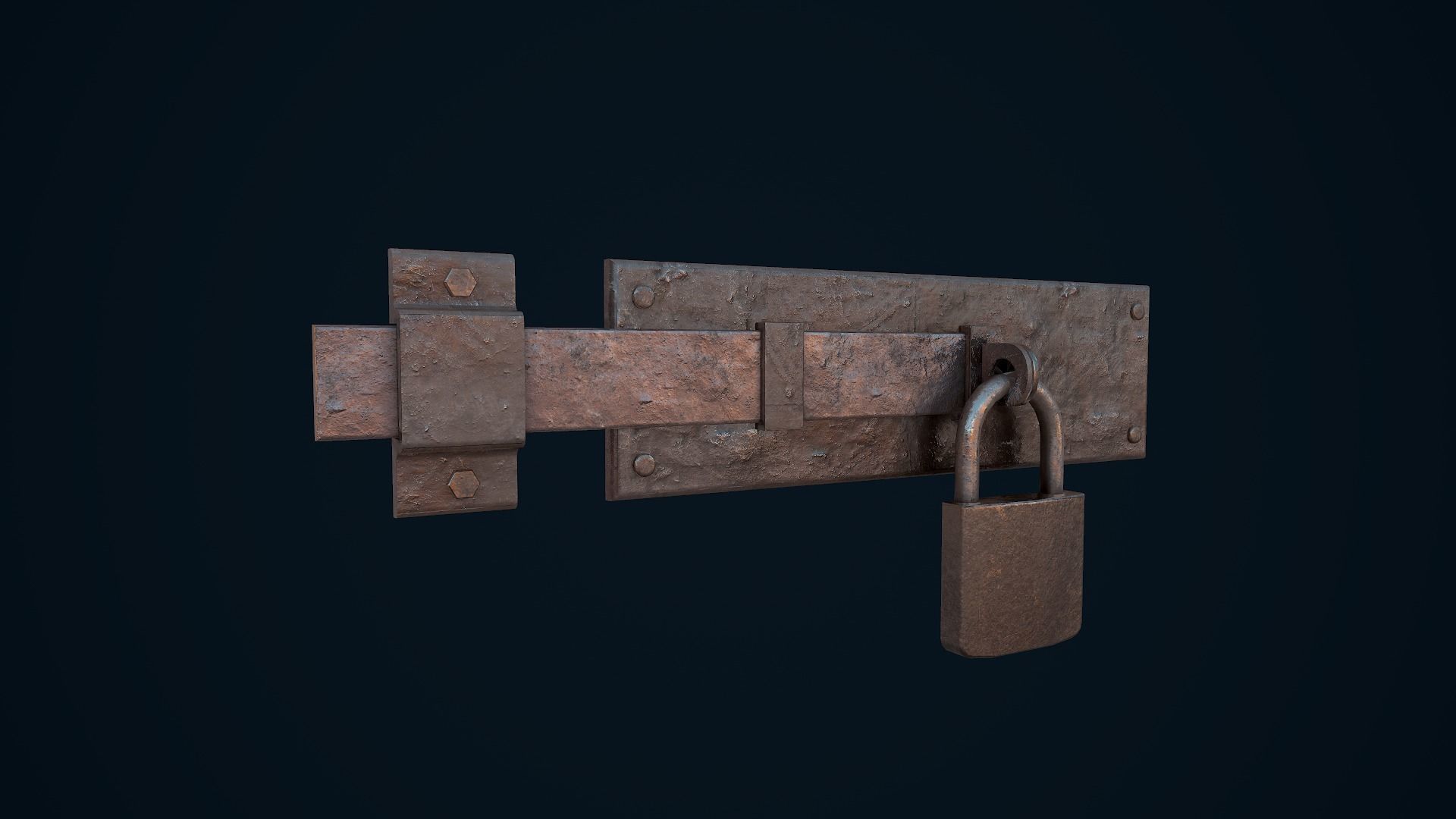 Metal Door Lock Low-poly 3D model_9