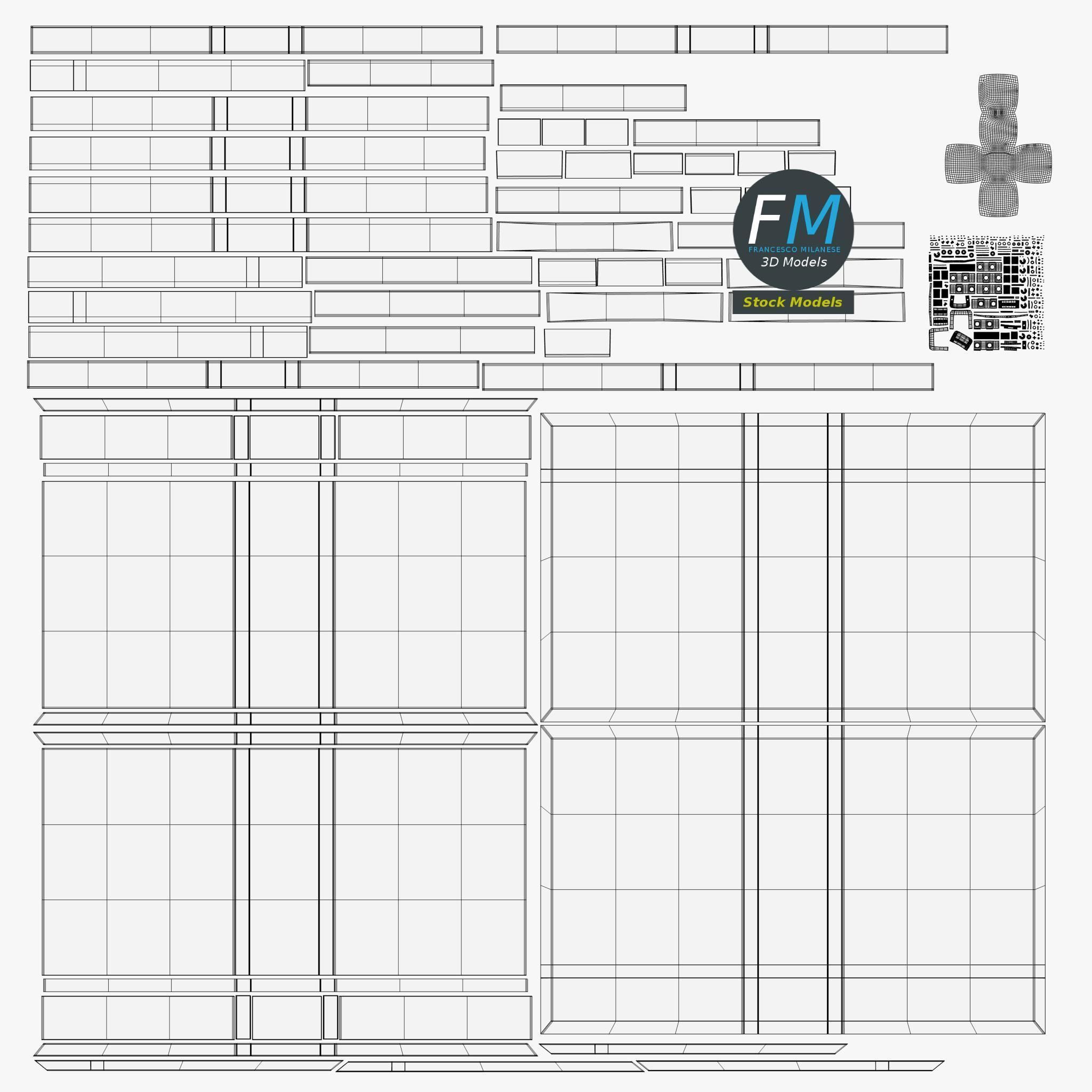 Backgammon board game set 3D model_11