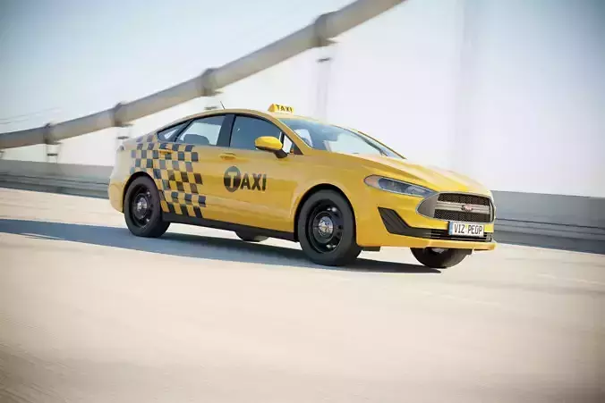 Modern New York yellow taxi cab 3D model