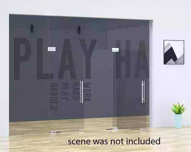 Office Tempered Glass Door 3D model
