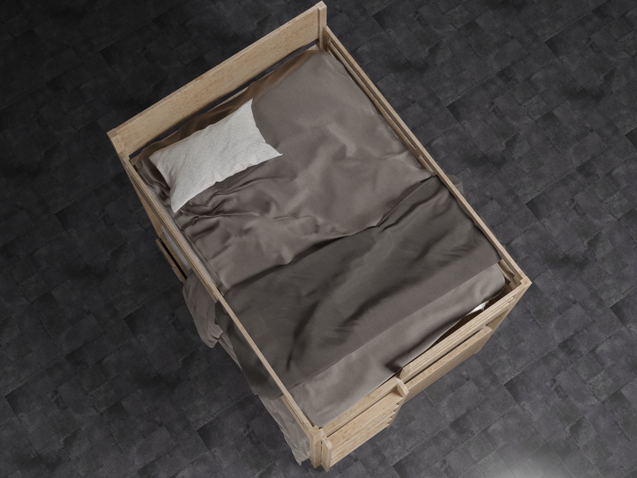 Bed Two Level 3D model_1
