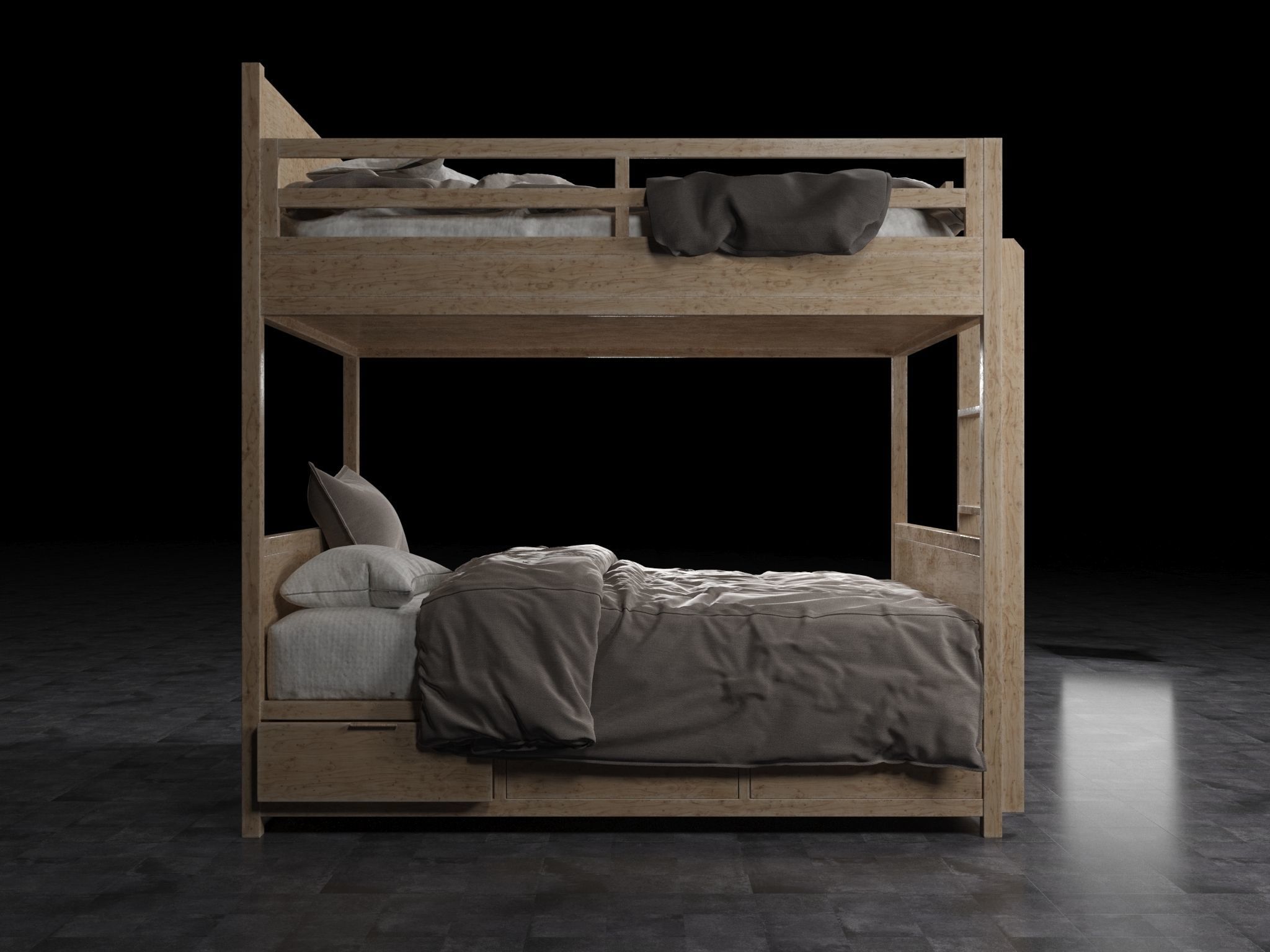 Bed Two Level 3D model_2