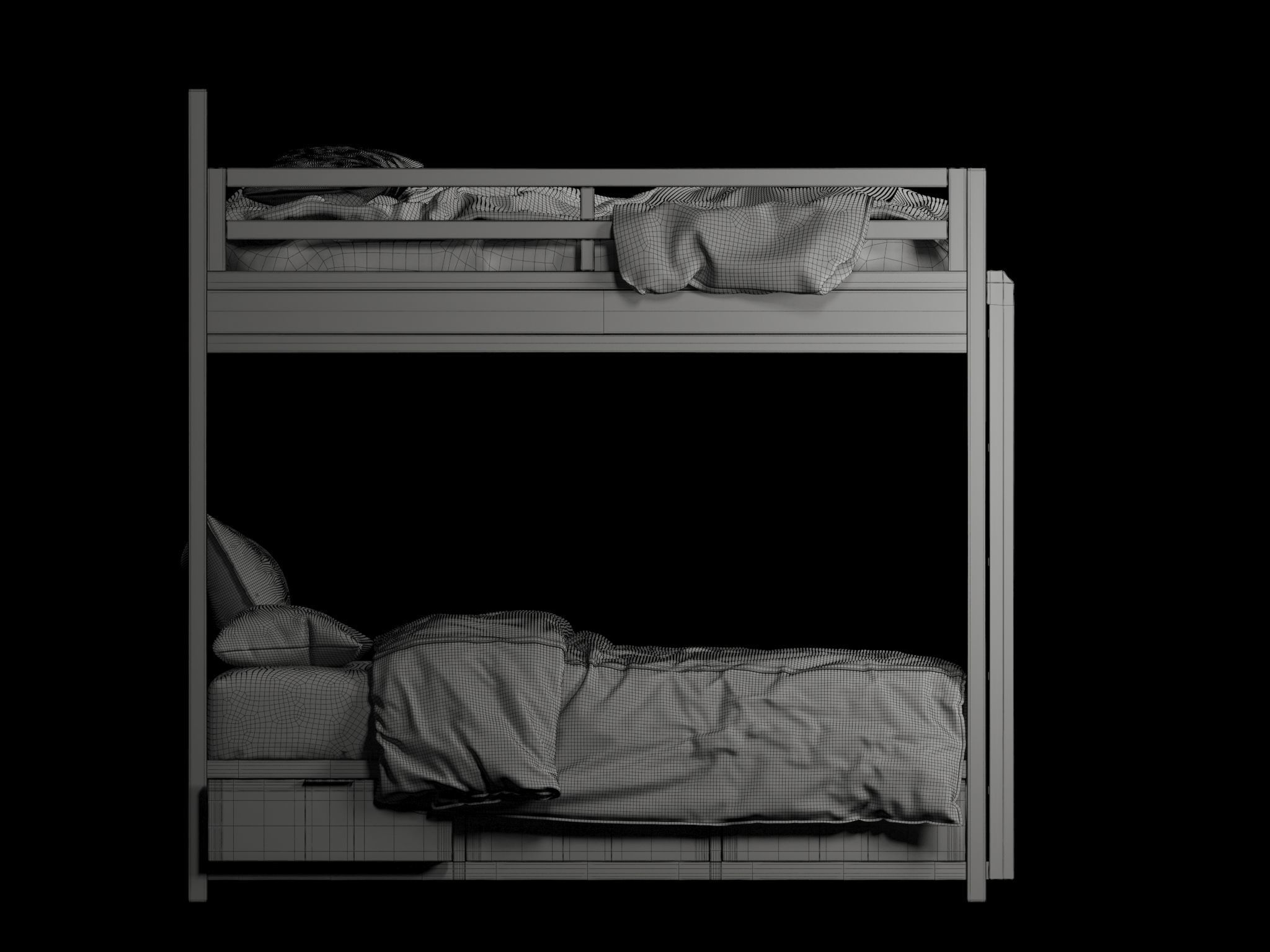 Bed Two Level 3D model_5