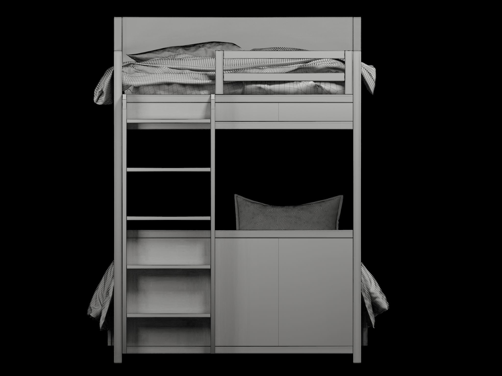 Bed Two Level 3D model_4