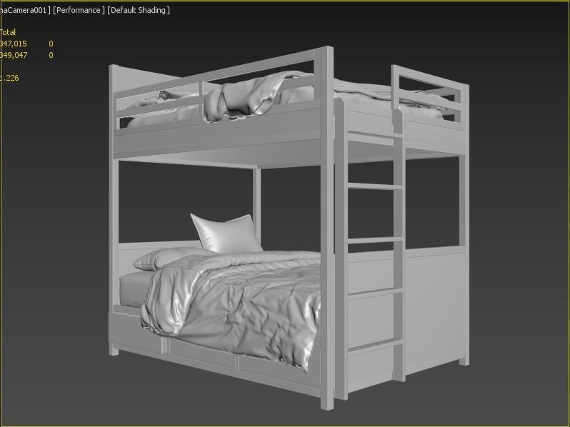 Bed Two Level 3D model_8
