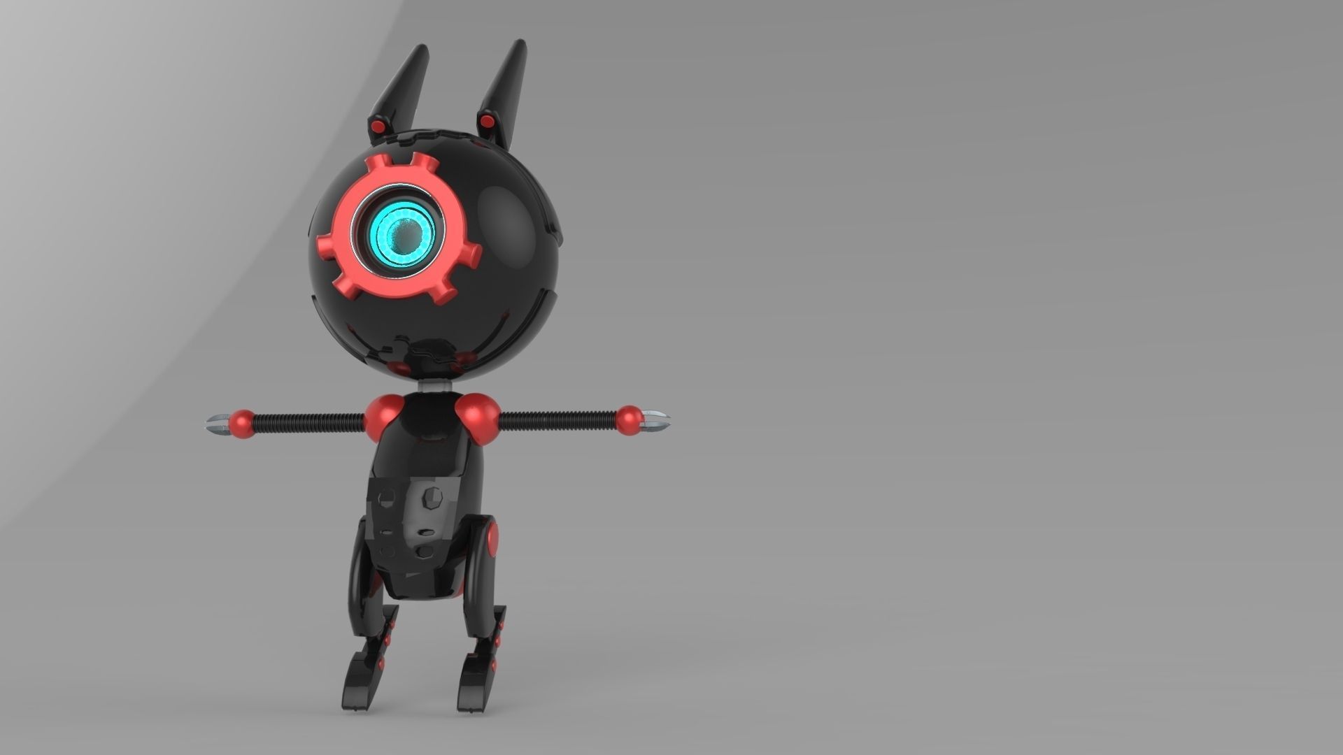 ROBOT with eyes Low-poly 3D model_1