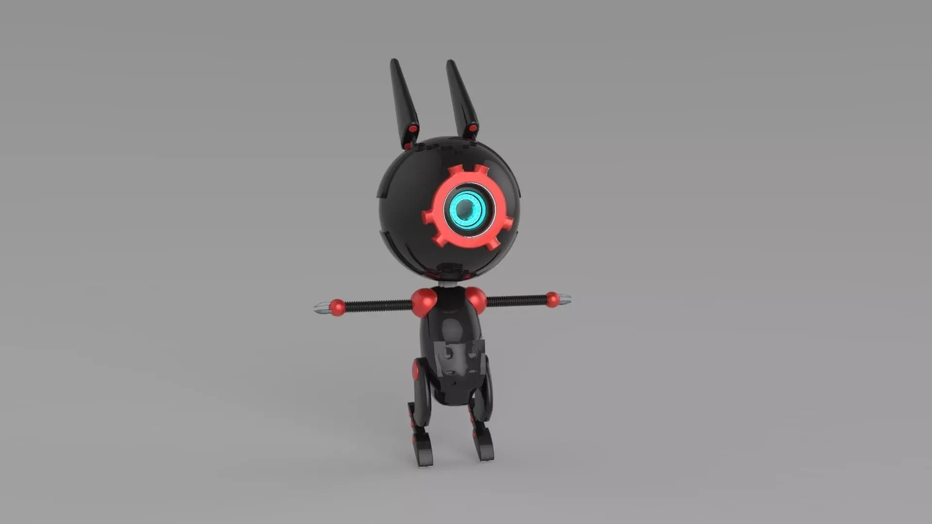 ROBOT with eyes Low-poly 3D model_0