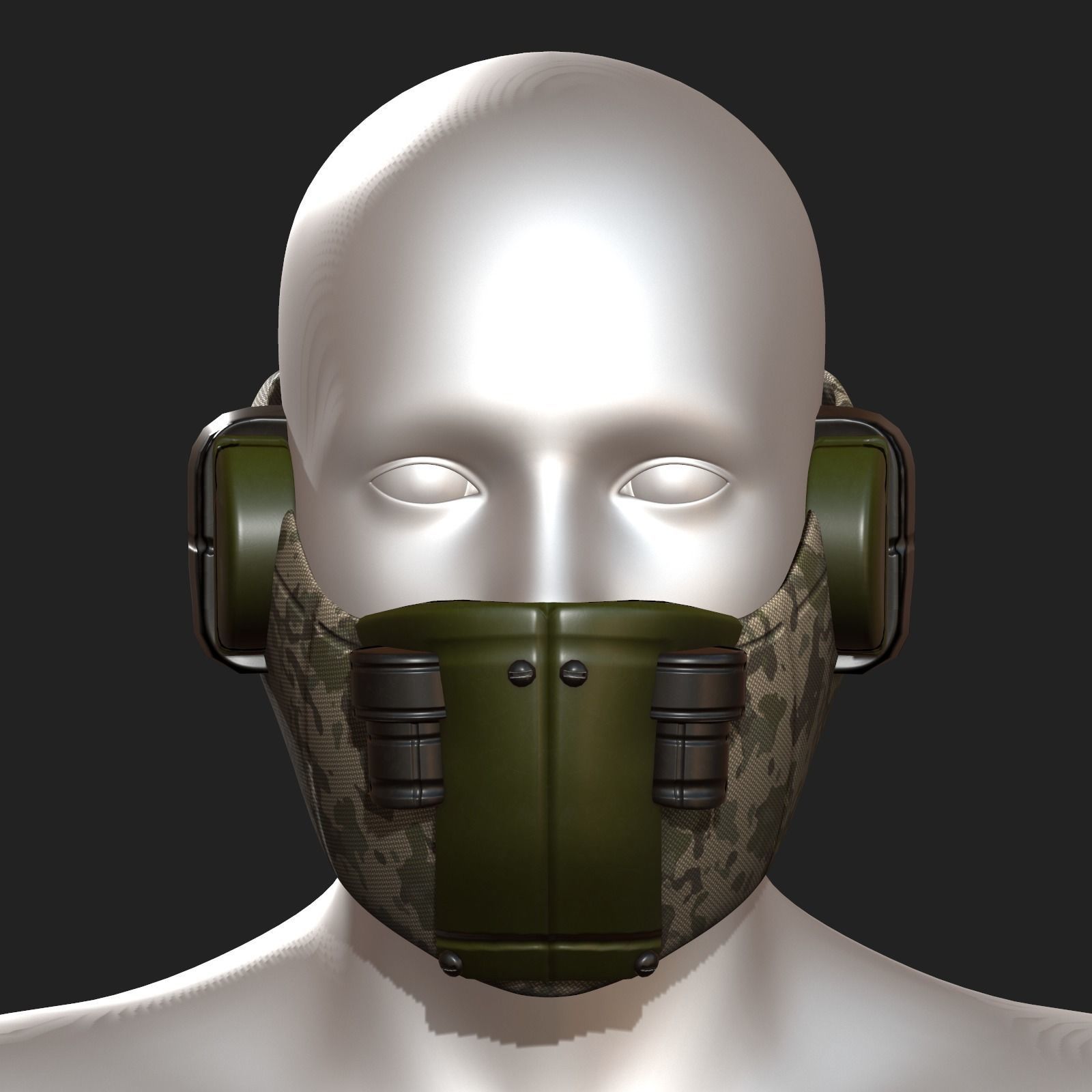Gas mask respirator futuristic fantasy plastic  Low-poly 3D model_11