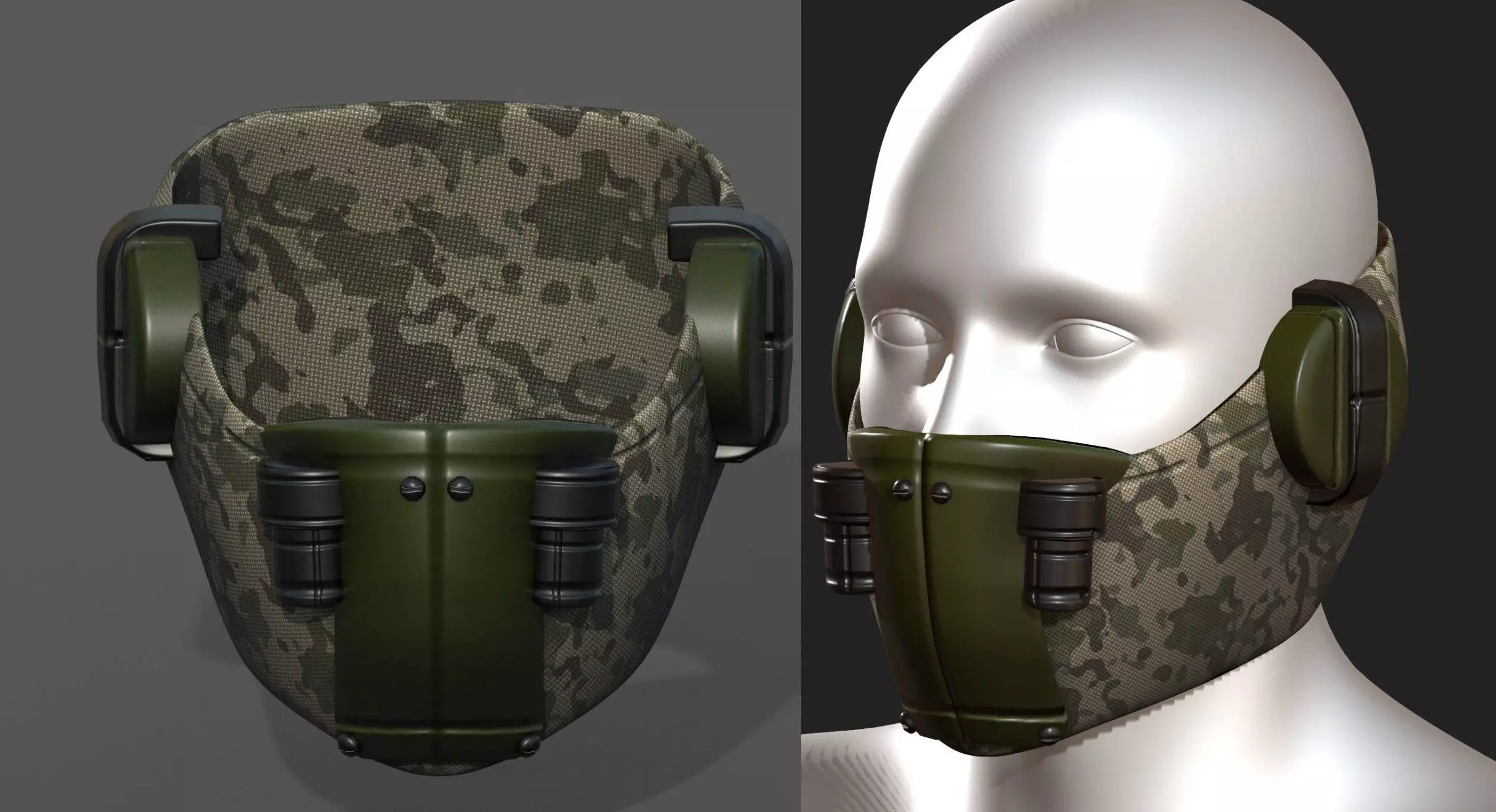 Gas mask respirator futuristic fantasy plastic  Low-poly 3D model_0