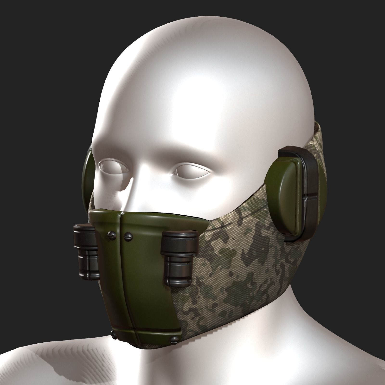 Gas mask respirator futuristic fantasy plastic  Low-poly 3D model_3