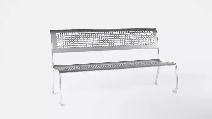 Bench made of perforated metal