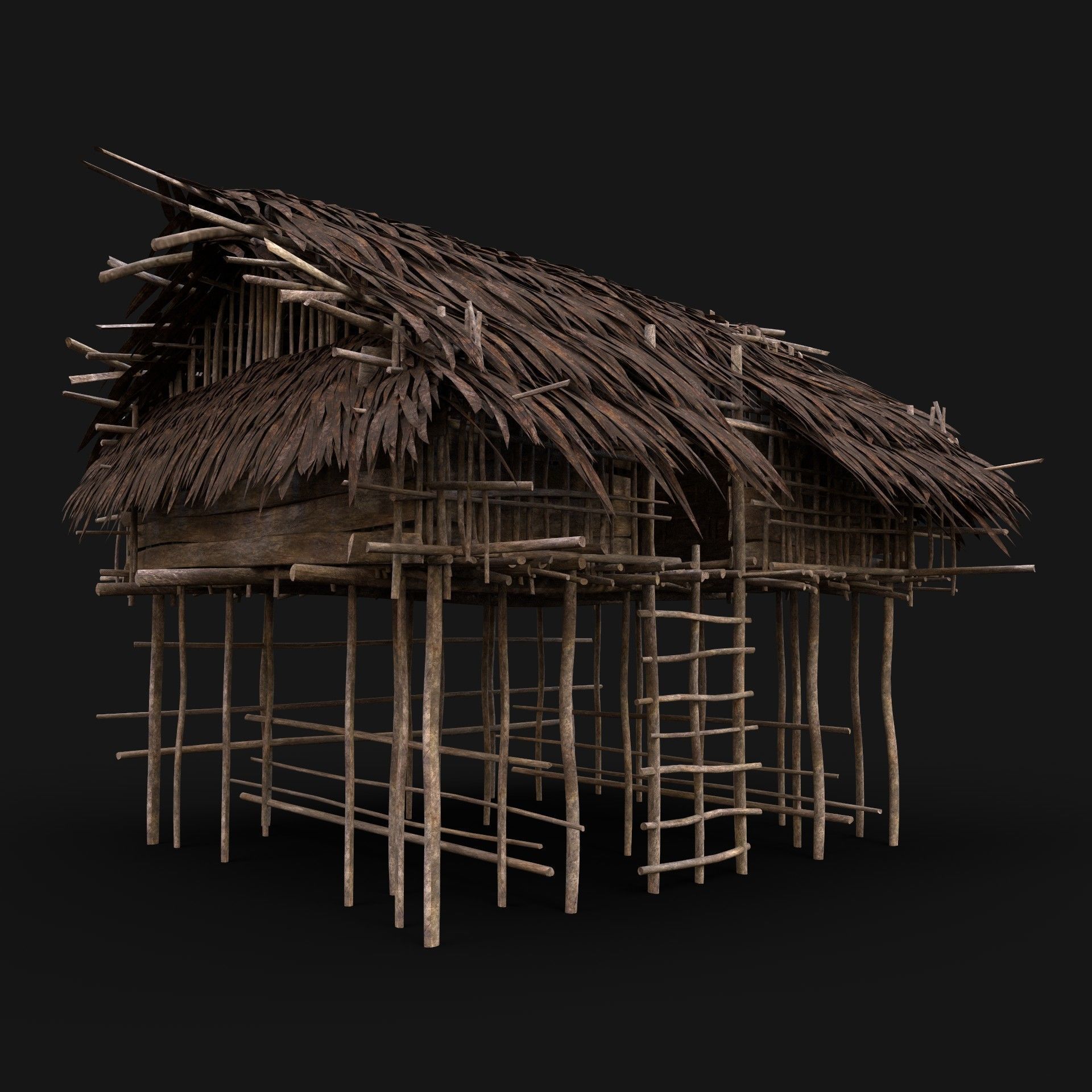 BUILDER JUNGLE TRIBAL HUTS HOUSES PACK AAA NEXTGEN 3D Model Collection_7